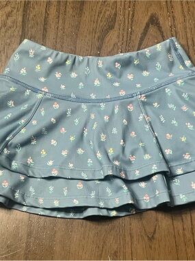 SweetHoney Floral Ruffle Skater Skirt - Teal with Pink & Yellow